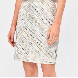 White House Black Market Gold and Silver Pencil Skirt